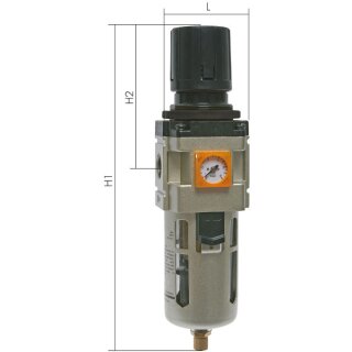 Druckluft Filterregler Druckregler Eco Line mit halbautomatischem Ablassventil 1/2"