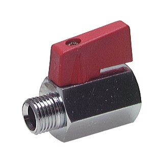 Mini-Kugelhahn Innen- Außengewinde mit Knebelgriff einseitig 15 bar 1/8"