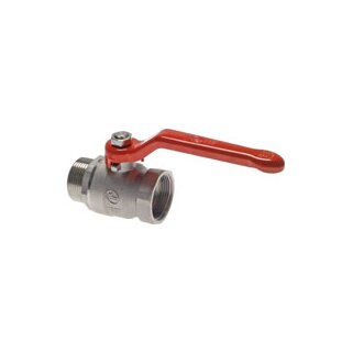 Kugelhahn Innen-Außengewinde, Messing vernickelt, voller Durchgang, Standard, 25 bar 3/4"