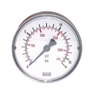 Manometer  Anzeige, 63mm Ø,  Anschluss hinten 1/4" 0 - 6,0 bar