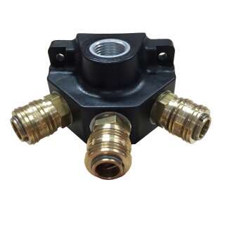Druckluftverteiler Wanddose Druckluftdose Luftverteiler mit 3 Kupplungen 3/4"
