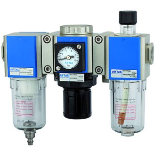 Mini Druckluft Filter Öler Druckregler Druckminderer Manometer 3-tlg. 1/4"