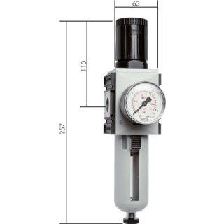 FUTURA Filterdruckregler (Industriequalität) 1/2" 0,5 - 10 bar Standardmanometer 2