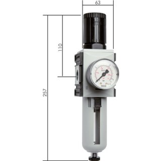 FUTURA Filterdruckregler (Industriequalität) automatischer Ablass 1/2" 0,5 - 16 bar Standardmanometer 2